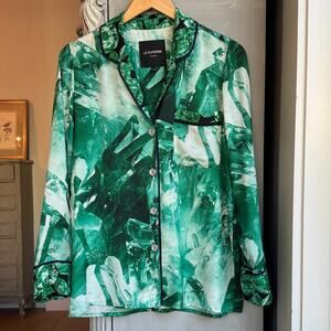 Le Superbe Blouse Size 0 Crystal Print Pajama-Style